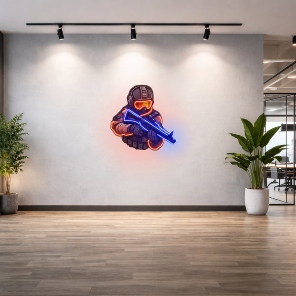 Armed Man Neon Sign
