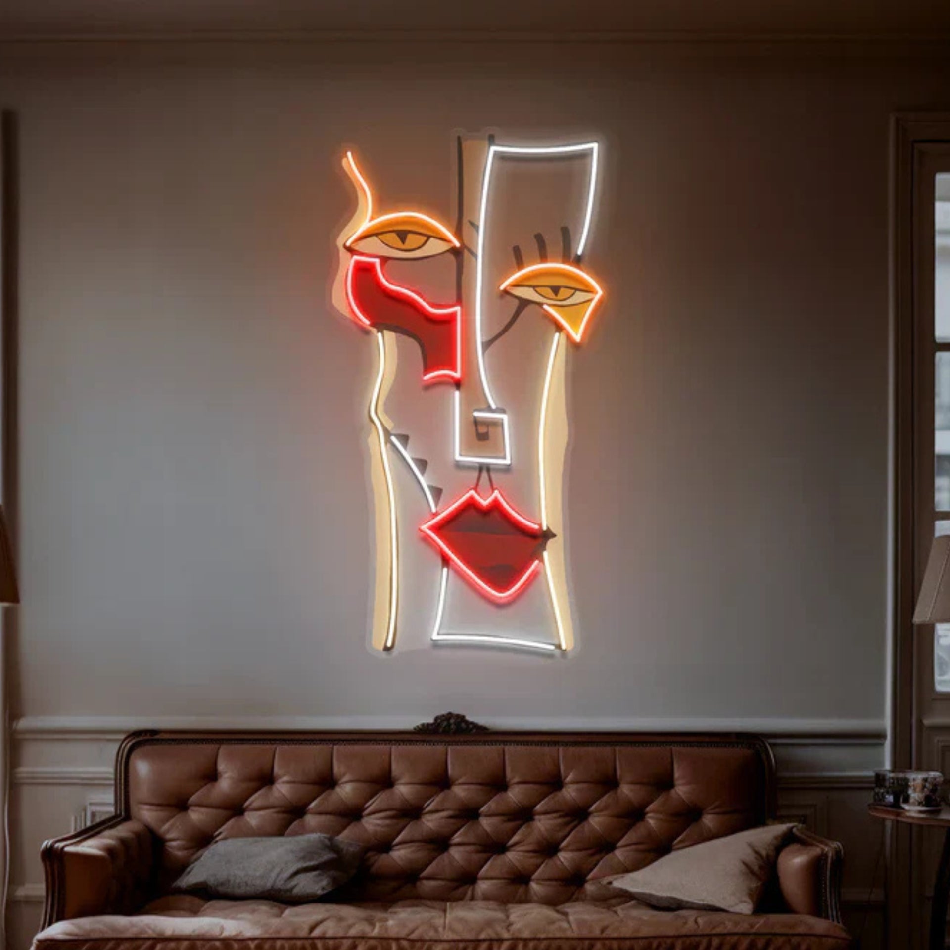 Abstract Woman Face Neon Sign