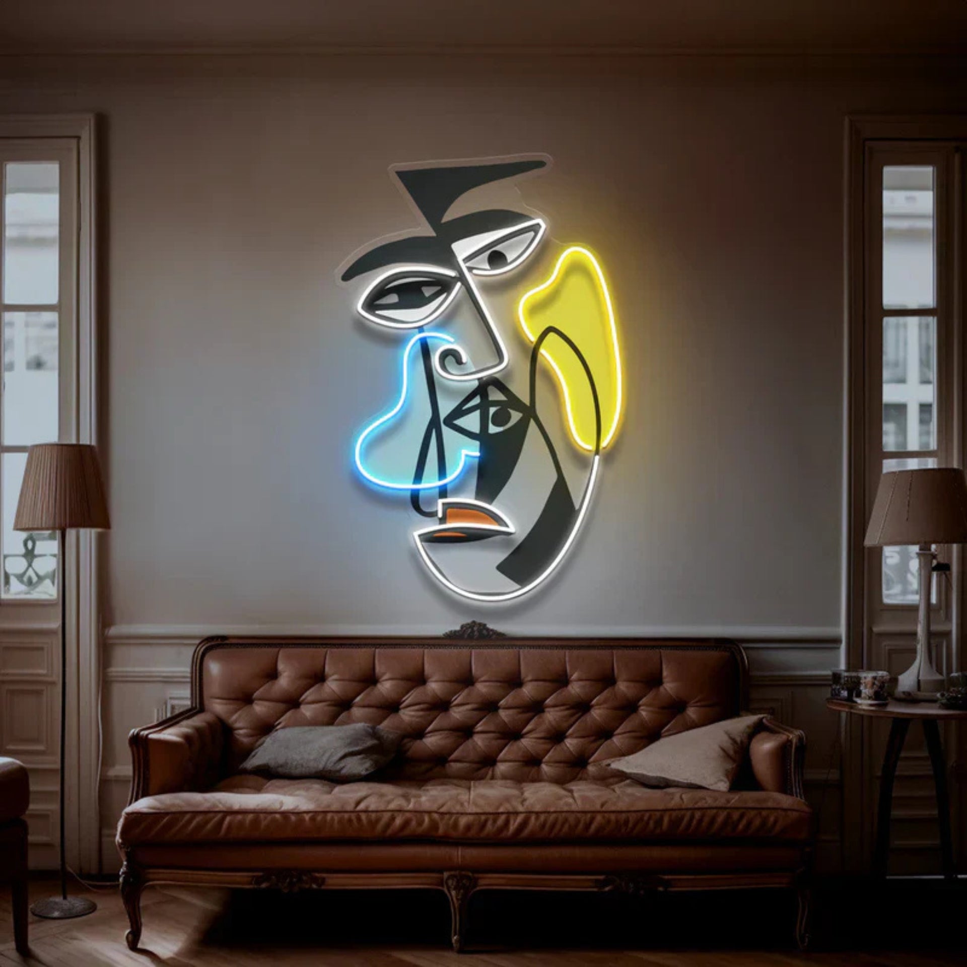 Abstract Two Grumpy Neon Sign