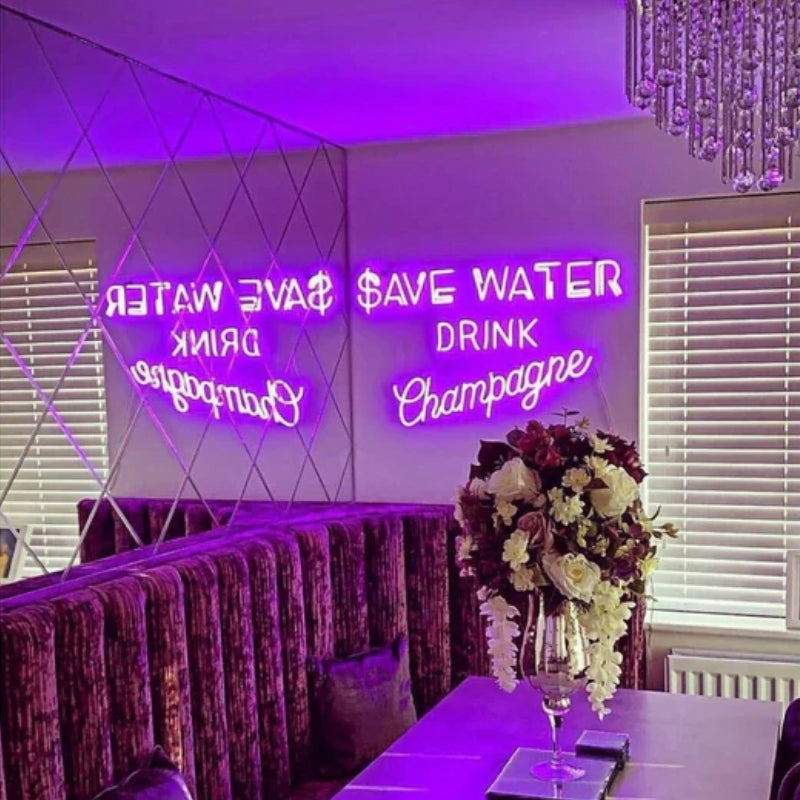 Save Water Drink Champagne LED Neon Sign Light