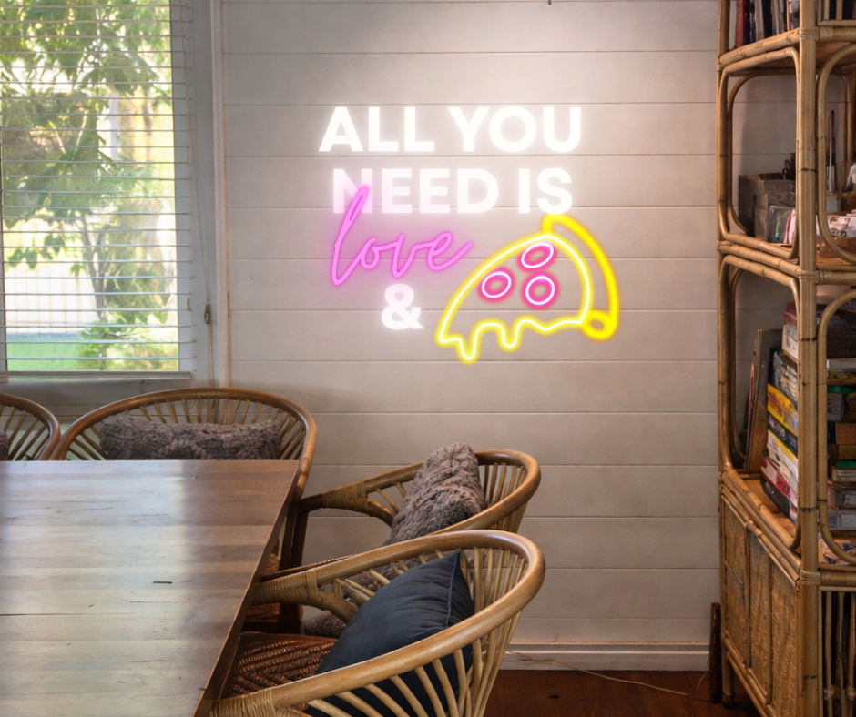 All You Need Is Love And Pizza LED Neon Sign Light