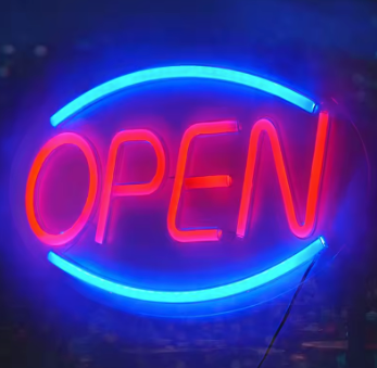 Blue Open - Neon Sign