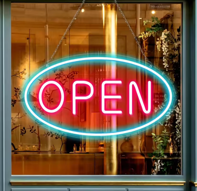 Oval Open - Neon Sign