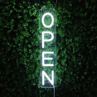 White Vertical Open - Neon Sign