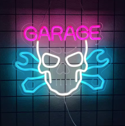 Skull Garage - Neon Sign