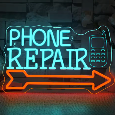 Phone Repair with Arrow - Neon Sign