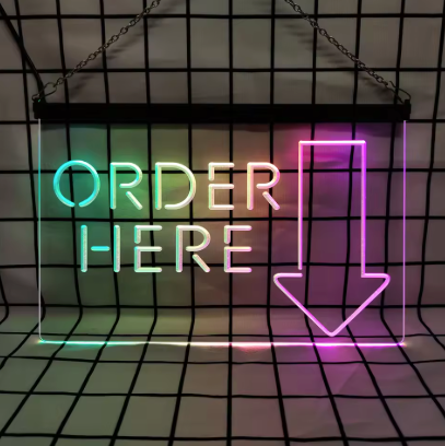 Colorful Order Here - Neon Sign
