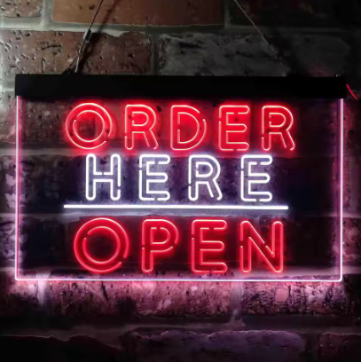 Order Here Open - Neon Sign
