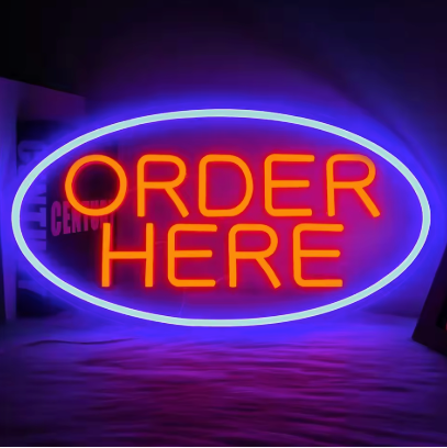 Oval Order Here - Neon Sign