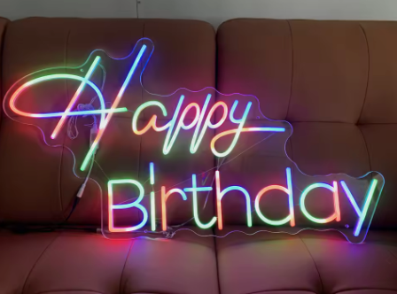 Colorful Happy Birthday - Neon Sign