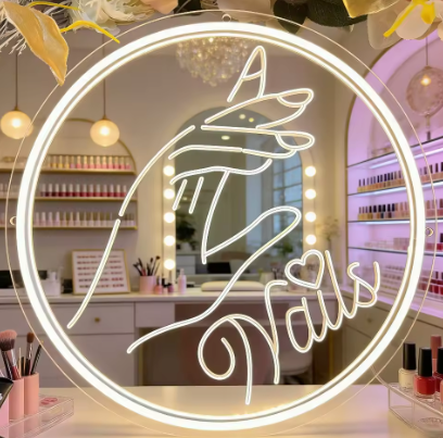 Circle Nails - Neon Sign