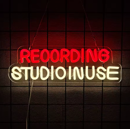 Recording Studio in Use - Neon Sign