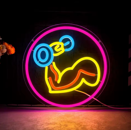 Muscle Gym Dumbbell - Neon Sign