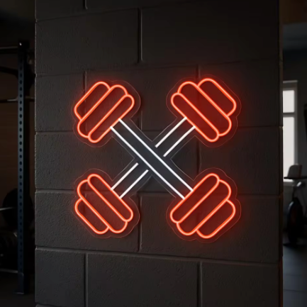 Gym Barbell/Dumbbells - Neon Sign