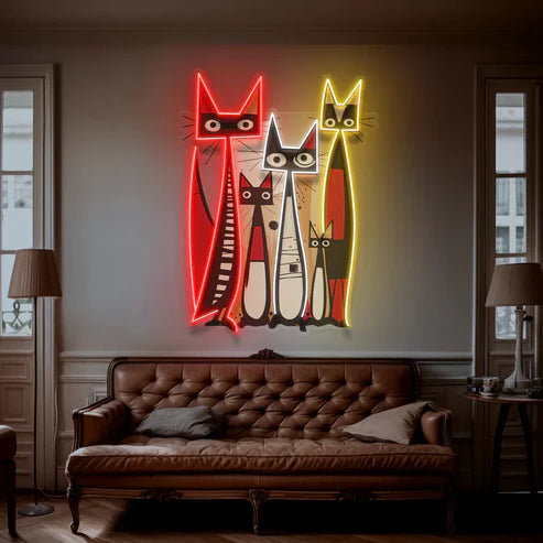 Abstract Cat Family Neon Art LED Neon Sign Light