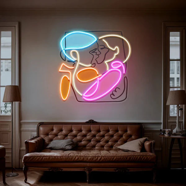 Abstract Colourful Kissing People Neon Art LED Neon Sign Light Neon