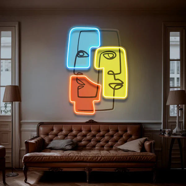 Abstract Side Profile Face Blend Neon Art LED Neon Sign Light Neon