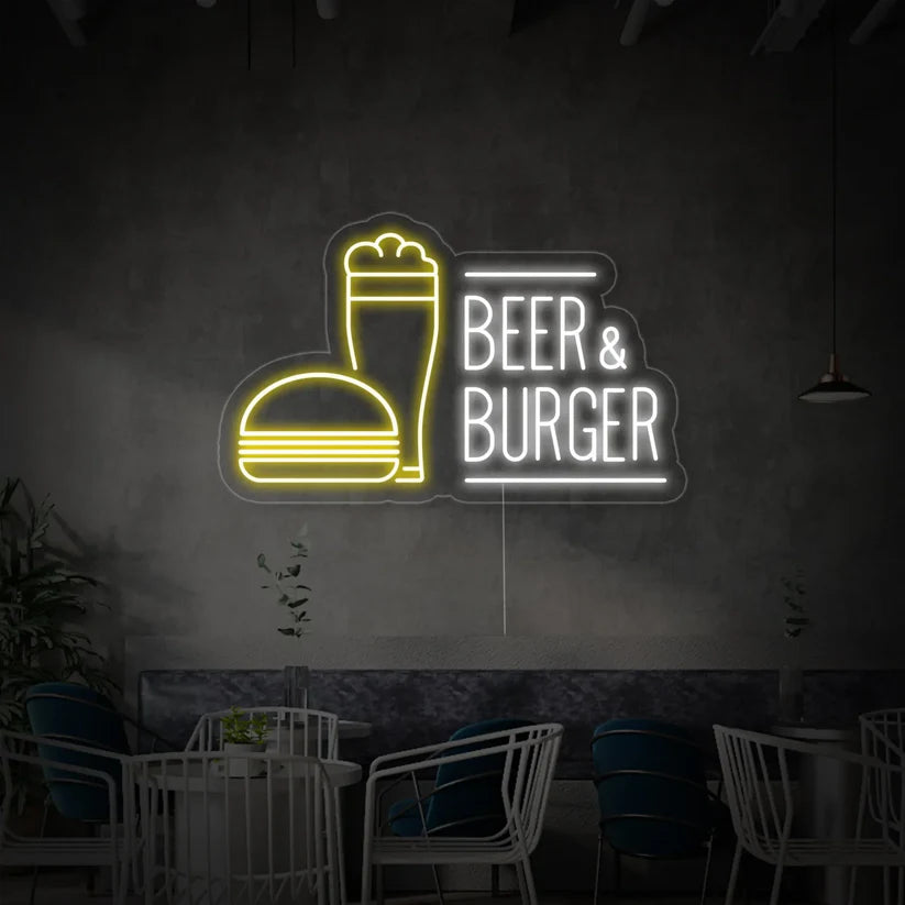 Beer & Burger LED Neon Sign Light Neon