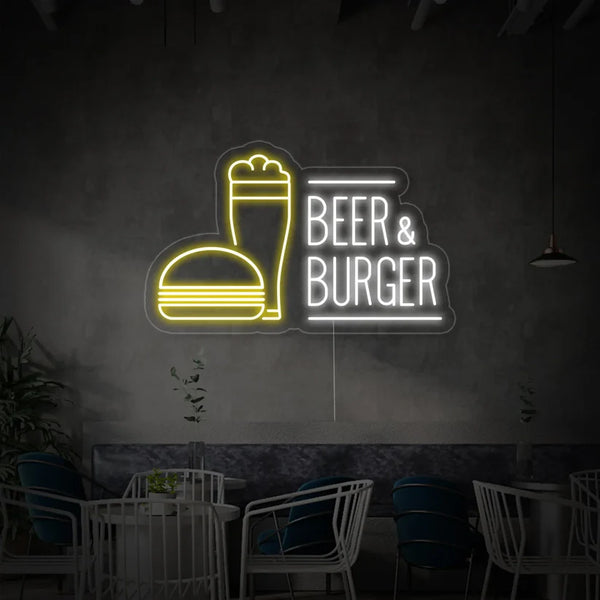 Beer & Burger LED Neon Sign Light Neon