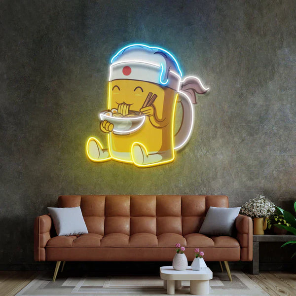 Beer Eating Ramen Neon Art LED Neon Sign Light Neon