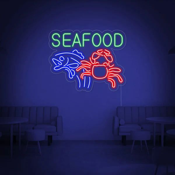 Seafood Fish Crab LED Neon Sign Light